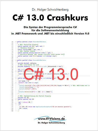 Buchcover C# 13.0 Crashkurs: Die Syntax der Programmiersprache C# für die Softwareentwicklung in .NET Frame... (Buchversion 13.3) Kindle                                            